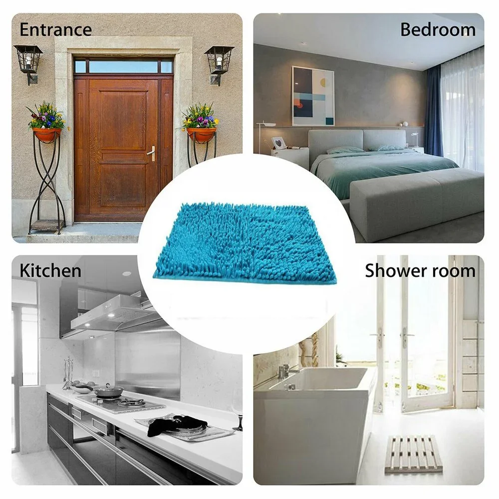 2PCS Microfiber Non Slip Bathroom Shower Rugs Carpet, Blue+Purple